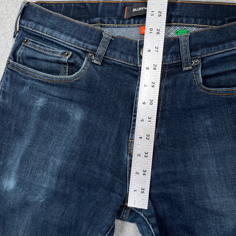 Bluffworks Departure 2.0 Jeans Mens 31x32 (31x30) Blue Slim Fit Workwear Denim - Picture 5 of 16